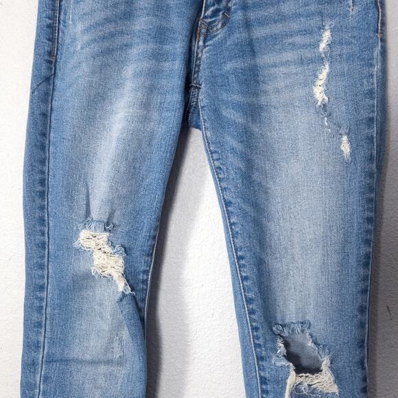 Black Label Skinny Jeans Distressed Blue Raw Hem Size 25 Y2K Grunge - Picture 4 of 10